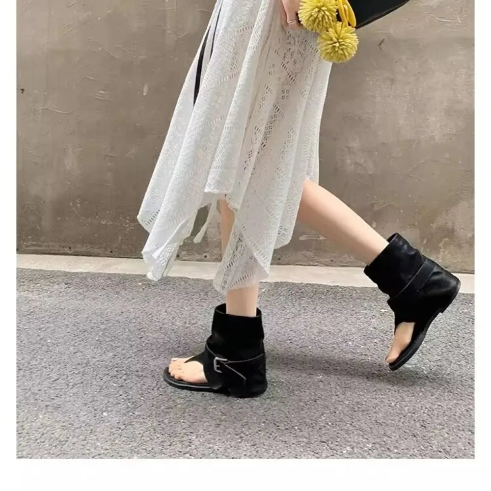 Style Open Clip Toe Ankle Boots Sandals Short Booties Wedges High Heels Shoes