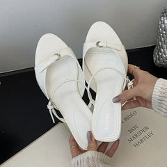 Shallow Elegant Low Heel Pumps Shoes Casual Slides Footwear Slip On Heeled Sandals Shoes