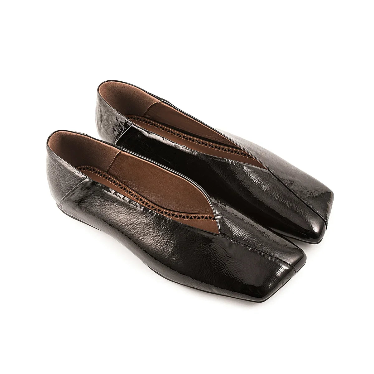 European and American Genuine Leather Flat Bottomed Square Toe Single Shoes