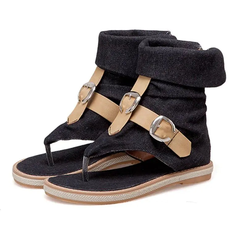 Blue Shoes Buckle Gladiator Sandals Jeans Boots booties sandalias Size 43