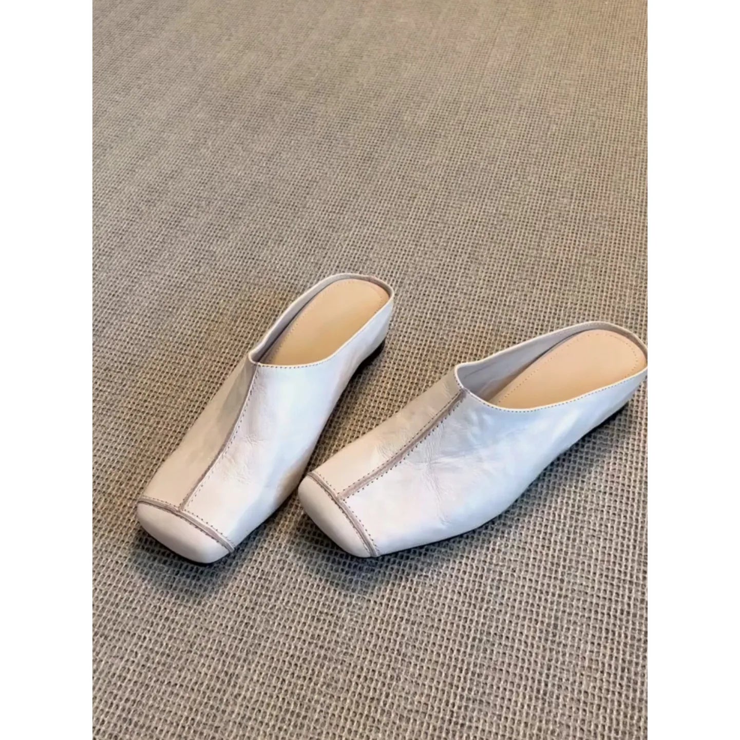 Genuine Leather Wrapped Cool Slippers Casual Flat Half Slippers Outdoor Comfortable Shoes