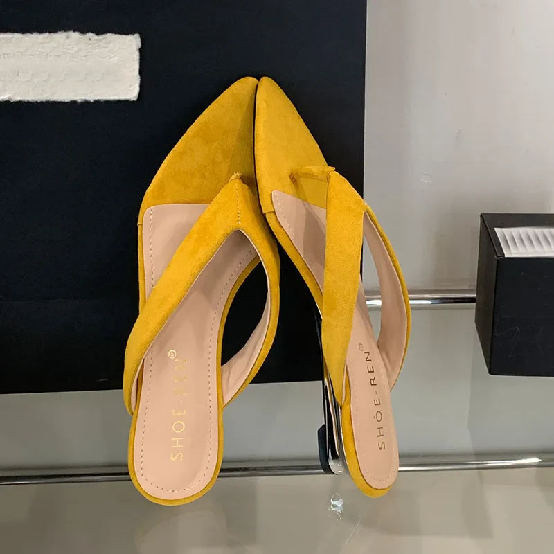 In Pointed Toe Wedges Slippers Flip flops Slides Low Heel Wedges Sandals