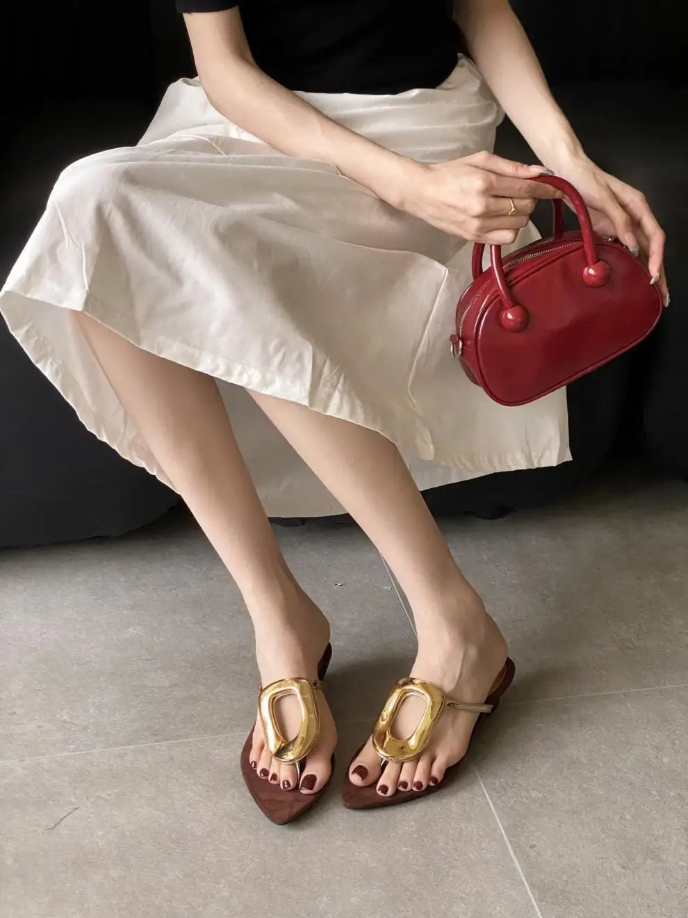 Shoes Rubber Flip Flops Ladies' Slippers On A Wedge Pointed Toe Flock Rivet Heels Low Hawaiian High PU Rome Slides Fabric