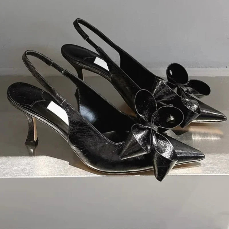 High Heel Bow Pointed Toe Stiletto Sandals Shoes