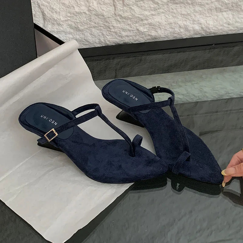 Footwear Wedges Heeled Slippers Shoes Pointed Toe Wedges Slippers Shoes Flip flops