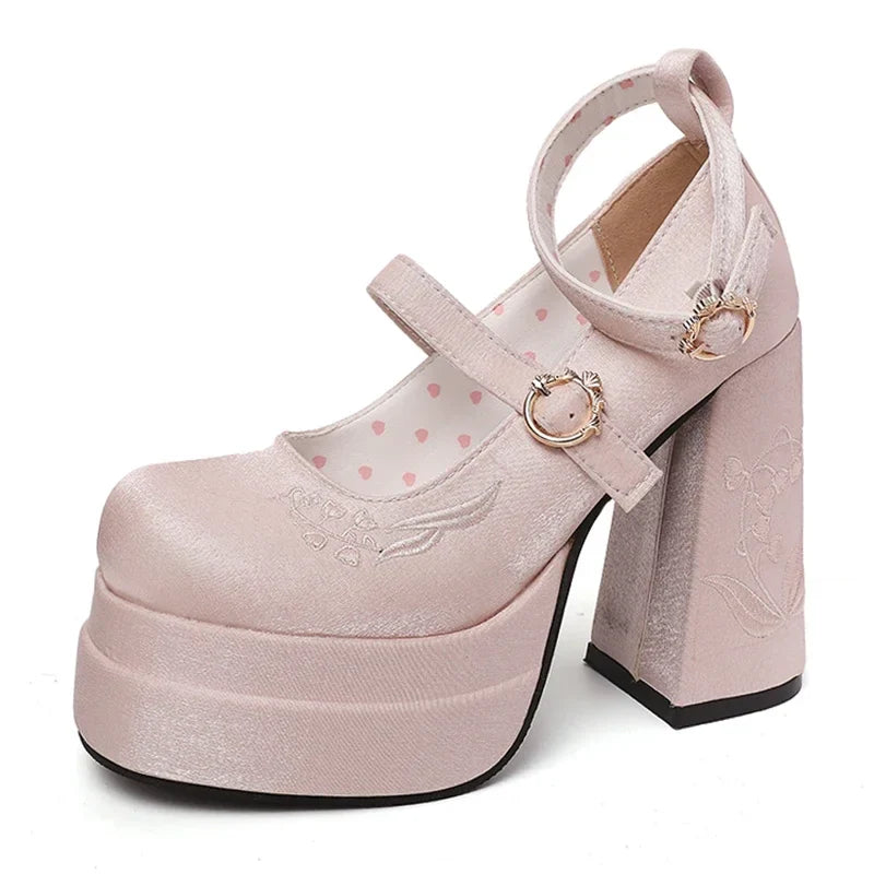 Night Club Platform Lolita Pumps Butterfly-knot High Heel Shoes Stripper Party Shoes