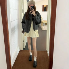 Size 34-40 PU Real Leather Loafers Casual Flats Shoes Low Heels Vintage Office Lady Daily Dress