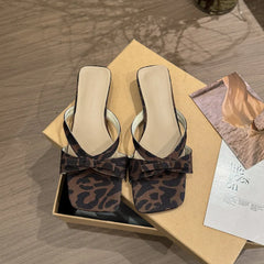 Beach Vacation Slippers Open Toe Low Heel Slide Casual Butterfly-knot