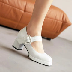 Classics High Heels Lolita Shoes Straps Mary Janes Shoes Red Orange White Pumps Party Wedding Shoes Size 45