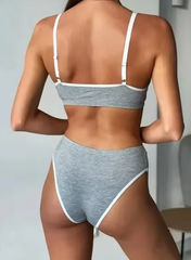 Seamless Bra V-neck Wireless Low Waist Panties Comfort Lingerie Sport Underwear Set