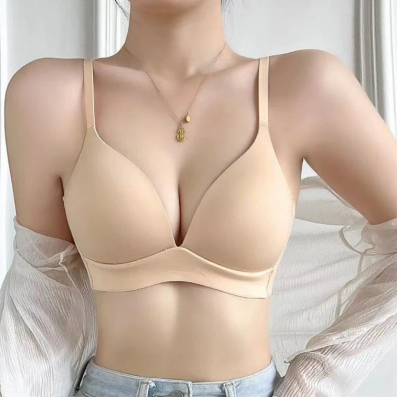 3Pcs Set Seamless Bras For Non-wire Glossy Underwear Push Up Bra Without Steel Ring 3/4 Cup Comfort Lingerie