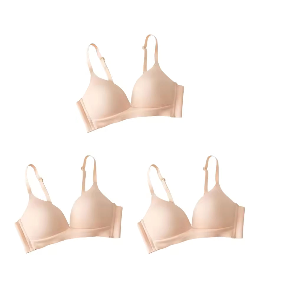 3Pcs Set Seamless Bras For Non-wire Glossy Underwear Push Up Bra Without Steel Ring 3/4 Cup Comfort Lingerie