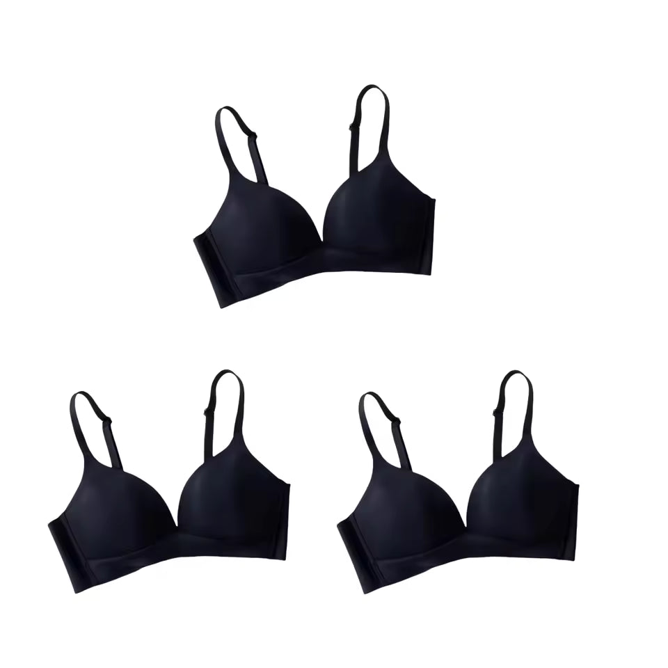 3Pcs Set Seamless Bras For Non-wire Glossy Underwear Push Up Bra Without Steel Ring 3/4 Cup Comfort Lingerie