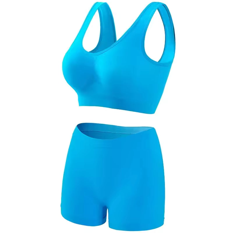 Seamless Low Waist Underwear Tanks Bra Top Boyshort Panties Casual Sports Lingerie Set