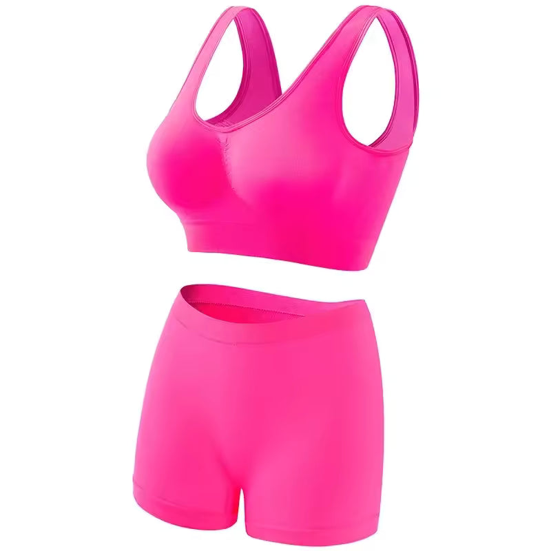 Seamless Low Waist Underwear Tanks Bra Top Boyshort Panties Casual Sports Lingerie Set