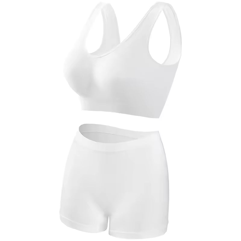 Seamless Low Waist Underwear Tanks Bra Top Boyshort Panties Casual Sports Lingerie Set