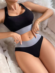 Seamless Mid Waist Comfortable Tank Tops Lingerie Sports Underwear Set