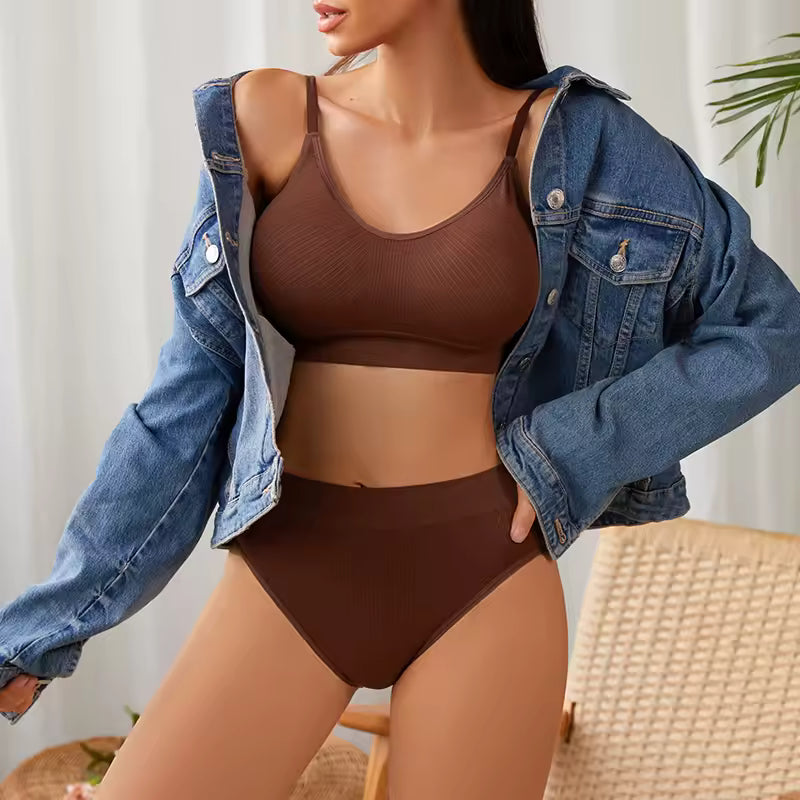 Seamless Adjusted Straps Panties Underwear Interior Bra And Panties Sets