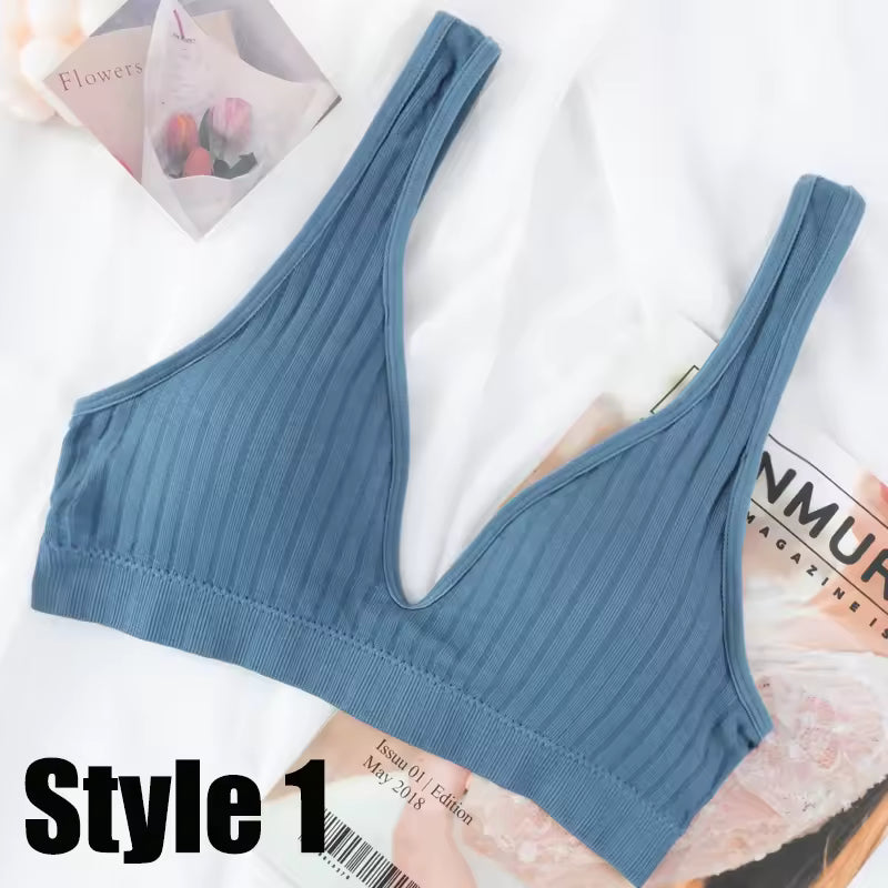 Seamless Underwear Deep V Neck Backless Camisole Lingerie Sports Bras Ribbed Tanks