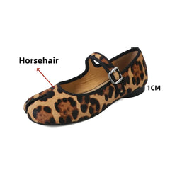 Mary Jane Horsehair Loafers Single Shoes Flats Woman Flats Street Shoes