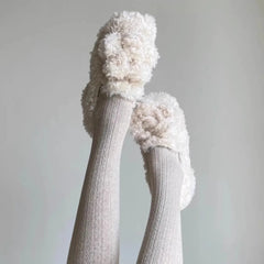 White Teddy Curly Fur Shoes High Heels with Velvet Outer Wear Thick Heels Mary Jane Single Shoes