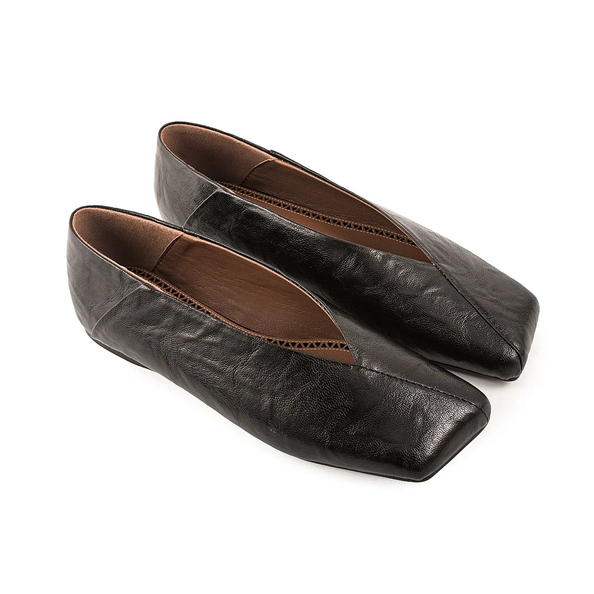 European and American Genuine Leather Flat Bottomed Square Toe Single Shoes