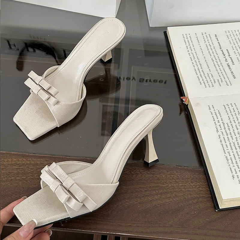 Butterfly-Knot High Heels Pumps Shoes In Slip Thin Heels Shoes