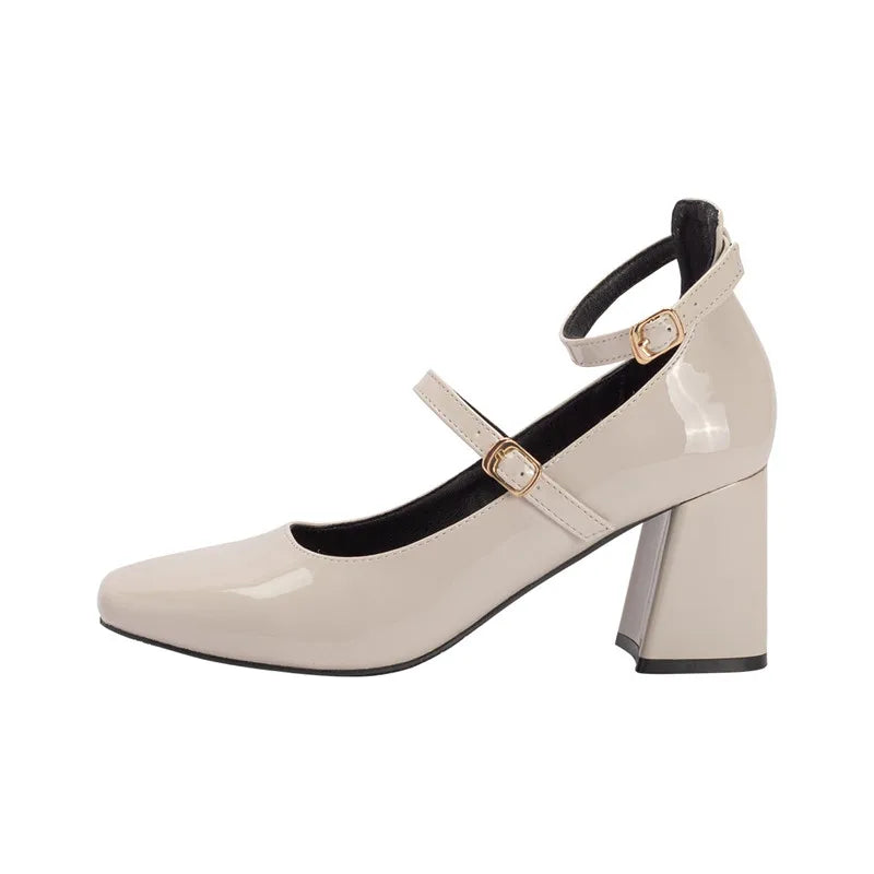 Quality Shoes Low Heel Square Square Toe Comfortable Heels Zapatos De Mujer