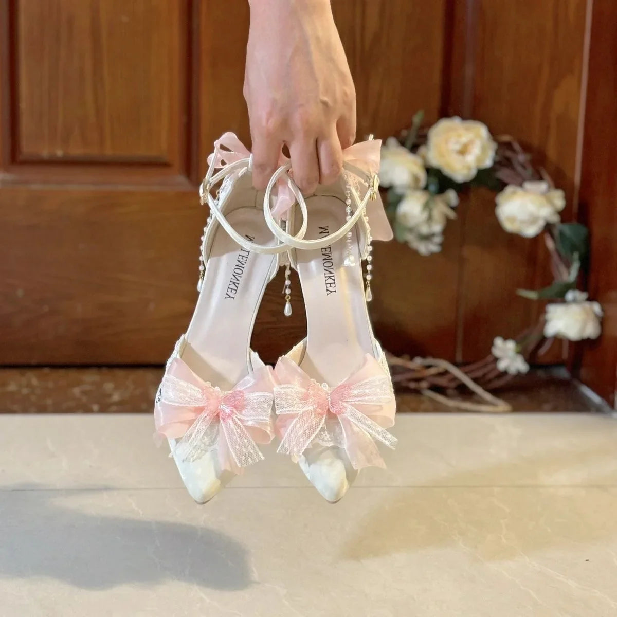 Y2K Heels Lolita White Shoes Mary Jane Shoes Shoes Woman Weddings Bridal Shoes