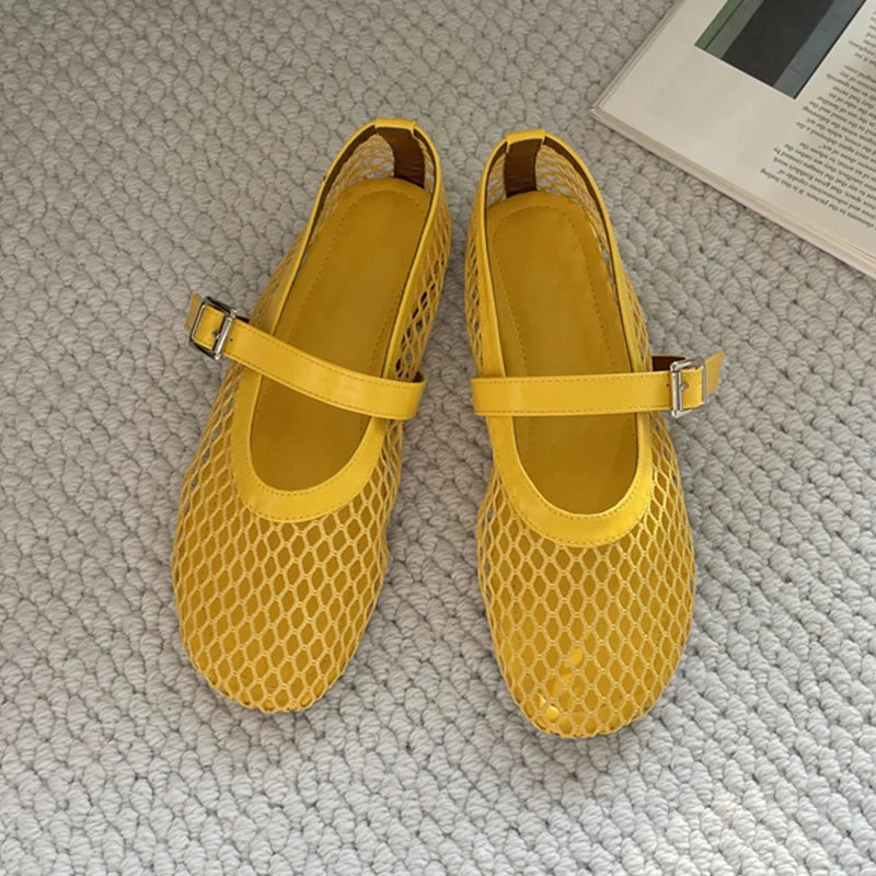 Kcenid Red Black Ballet Flat Shoes