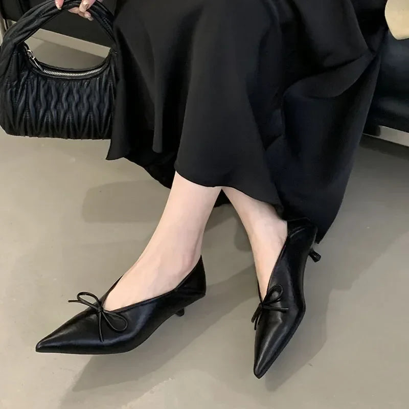 Elegant Shoes Low Heel Shallow Gold Pointed Toe Pumps Office Shoes Zapatos De Mujer