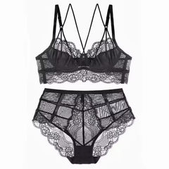 See Through Underwear Lace Lingerie Thin Bra Brief Set