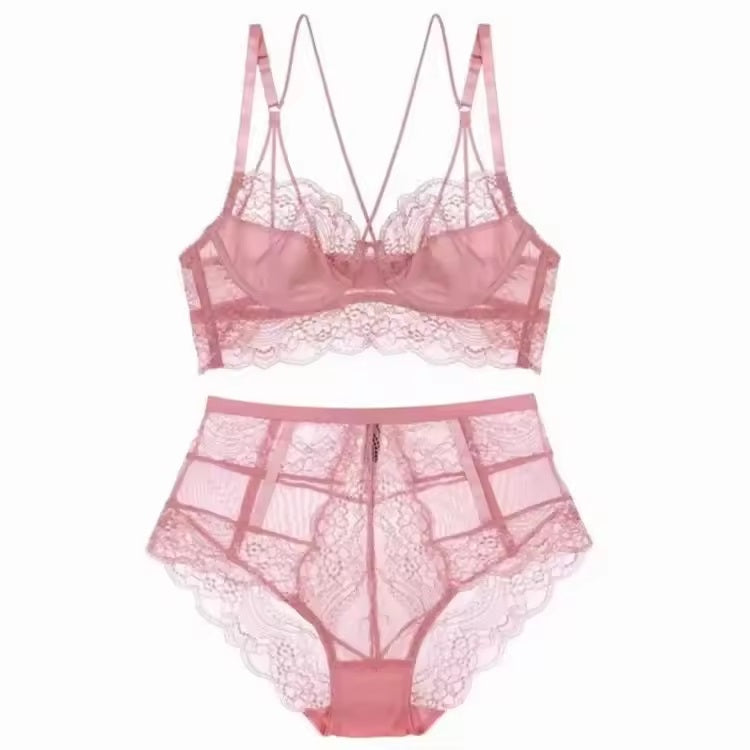 See Through Underwear Lace Lingerie Thin Bra Brief Set