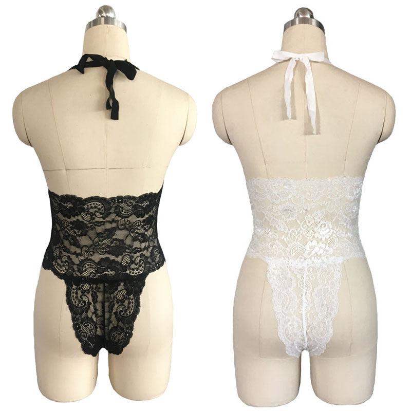 See-through Lace Mesh Lingerie Bodysuit