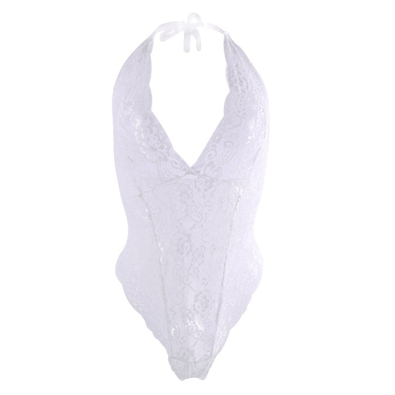 See-through Lace Mesh Lingerie Bodysuit