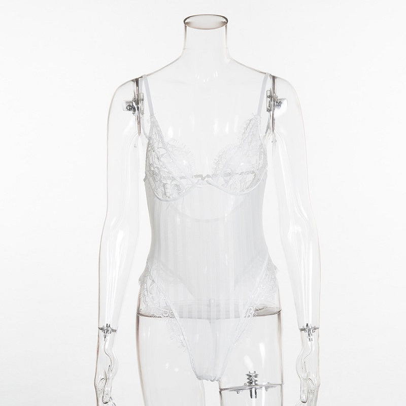 See-through Lace Mesh Lingerie Sleepwear