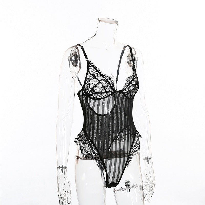 See-through Lace Mesh Lingerie Sleepwear
