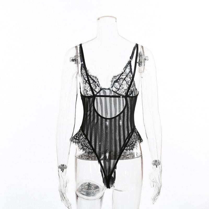 See-through Lace Mesh Lingerie Sleepwear