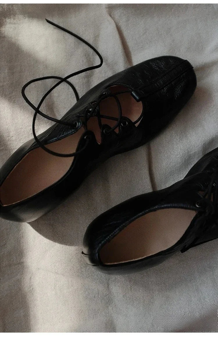 Ballet Shallow Flat Shoes Soft Commuting Retro Cross-laced Flat Mary Jane Shoes