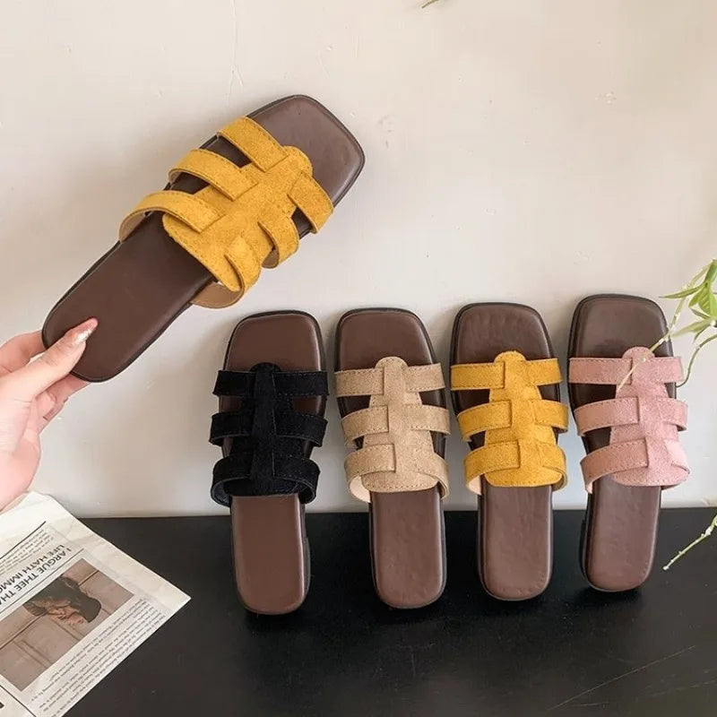 Slippers Flat Bottom Non-slip Outdoor Open Toe Beach Sandals Design Slides