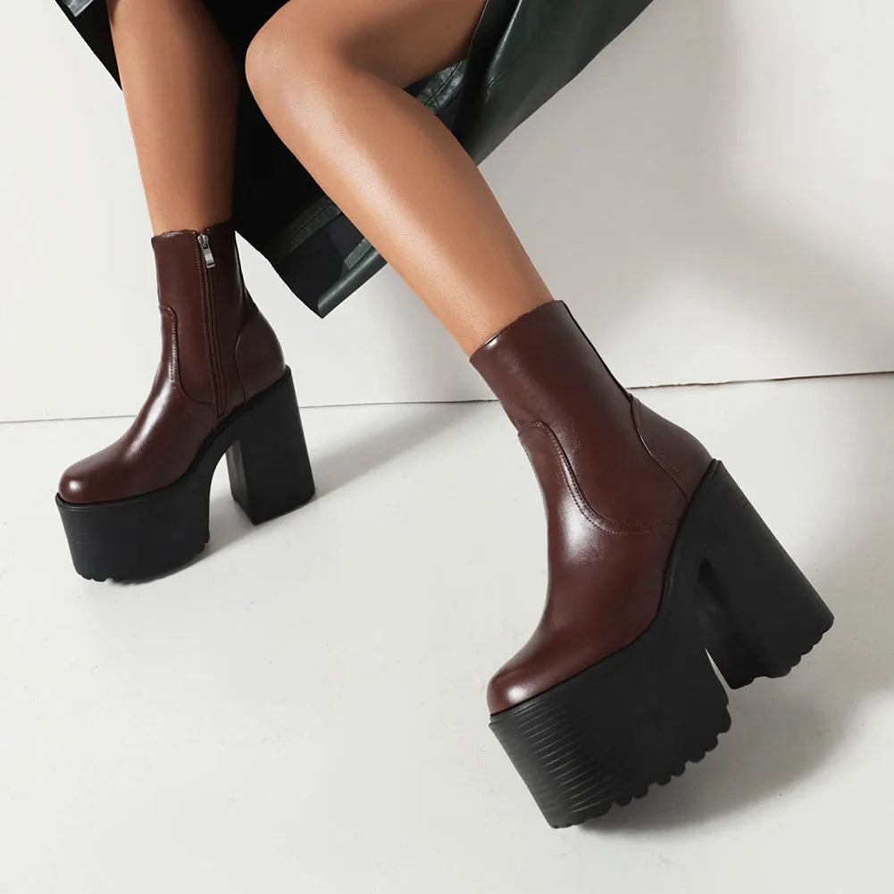 Platform Ankle Boots Brand Design Great Quality Gothic Style Comfy Cool Street Shoes Boots Big Size 43