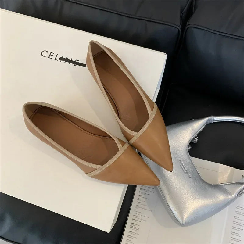 Elegant Pointed Toe Comfort Soft Leather Wedge Shoes Shoes Office Flats Loafers