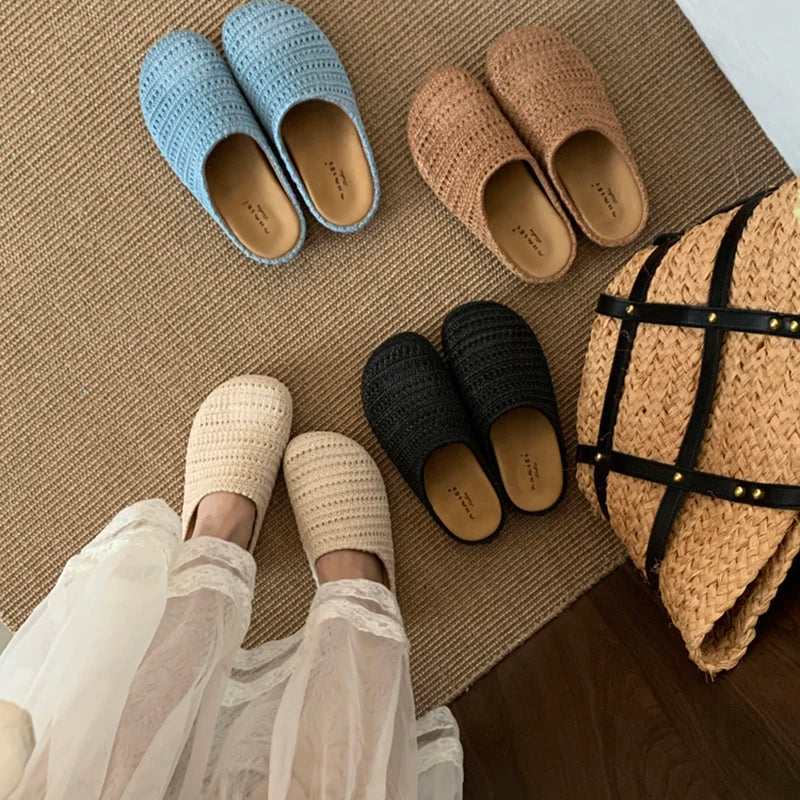 Breathable Hollow Out Mules Slippers Slip On Singbacks Shoes Casual Dress Slides
