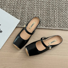 Leather Low Heel Slip-on Muller Shoes Casual Soft Sole Shoes Outdoor Walking Woman Single Shoes