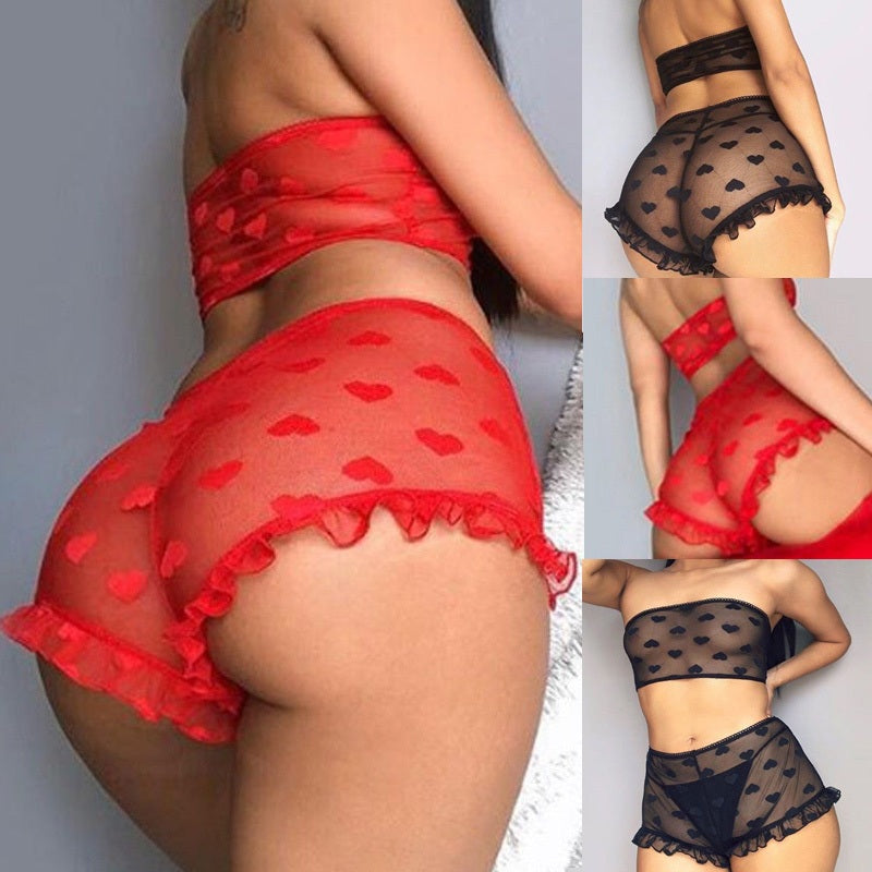 Babydoll Lace Nightwear Underwear Two Piece Bra Set Lingerie