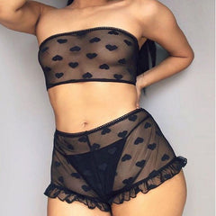 Babydoll Lace Nightwear Underwear Two Piece Bra Set Lingerie