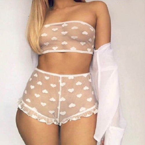 Babydoll Lace Nightwear Underwear Two Piece Bra Set Lingerie