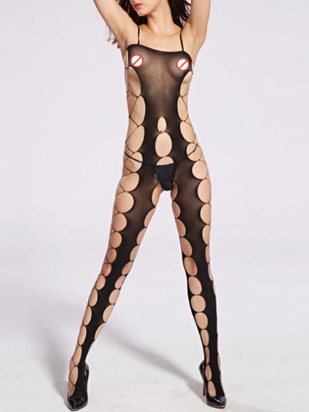 Bodystocking Lace Cut Out Crotchless Backless Hosiery