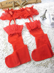 Bow Lace Garter Belt With Thong and Stocking
