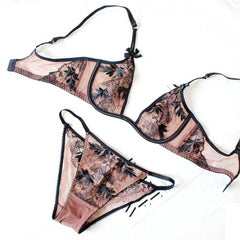 Embroidery Ultra-thin Underwear Bra Set